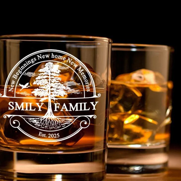 Personalized New Beginning New Home New Memories Whiskey Tumblers Custom Engraved Whiskey Glass for New Homeowner Housewarming Gift Moving House Gift