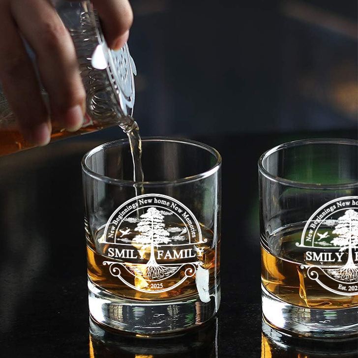 Personalized New Beginning New Home New Memories Whiskey Tumblers Custom Engraved Whiskey Glass for New Homeowner Housewarming Gift Moving House Gift