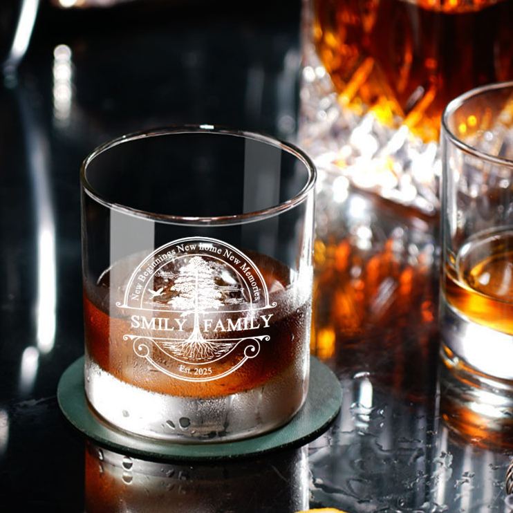 Personalized New Beginning New Home New Memories Whiskey Tumblers Custom Engraved Whiskey Glass for New Homeowner Housewarming Gift Moving House Gift