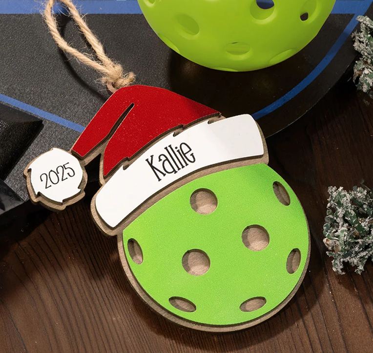 Personalized Sports with Santa Hat Christmas Ornament with Custom Name and Year for Christmas Gifts