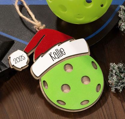 Personalized Sports with Santa Hat Christmas Ornament with Custom Name and Year for Christmas Gifts