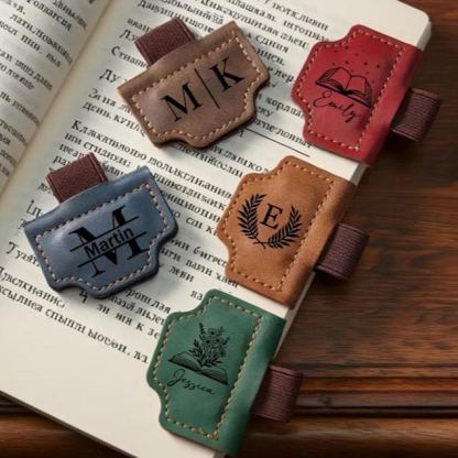 Personalized Leather Magnetic Bookmark with Box, Book Lover Gift, Handmade Reading Accessories