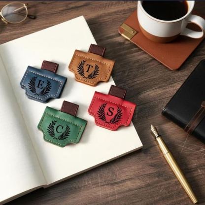 Personalized Leather Magnetic Bookmark with Box, Book Lover Gift, Handmade Reading Accessories