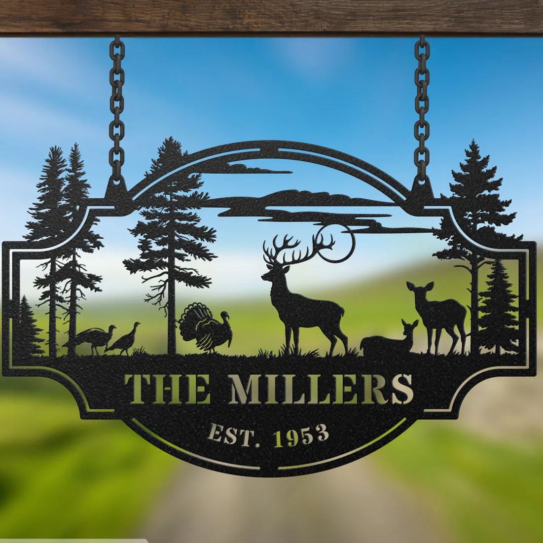 Deer Forest Horizontal Monogram