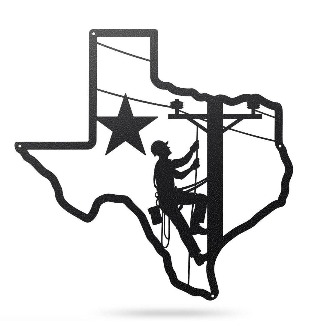 Texas Lineman Steel Wall Art