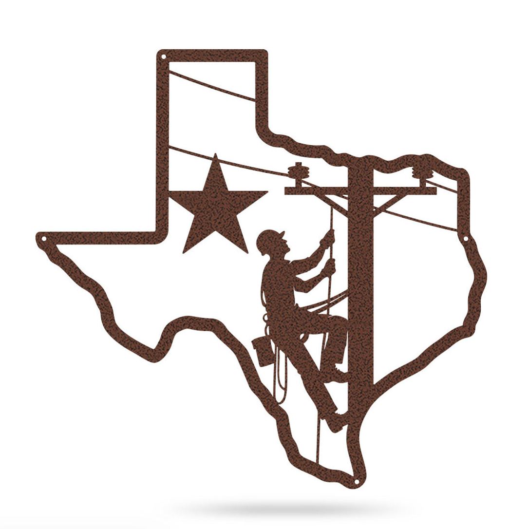 Texas Lineman Steel Wall Art