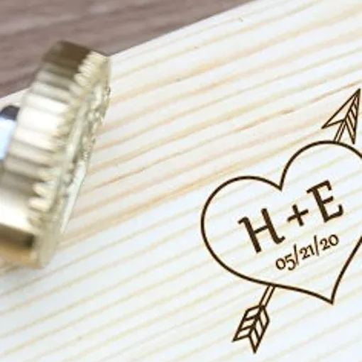 Custom Country Wedding Branding Iron for Wood Coasters, Personalized Wreath Stamp for Couple Gifts