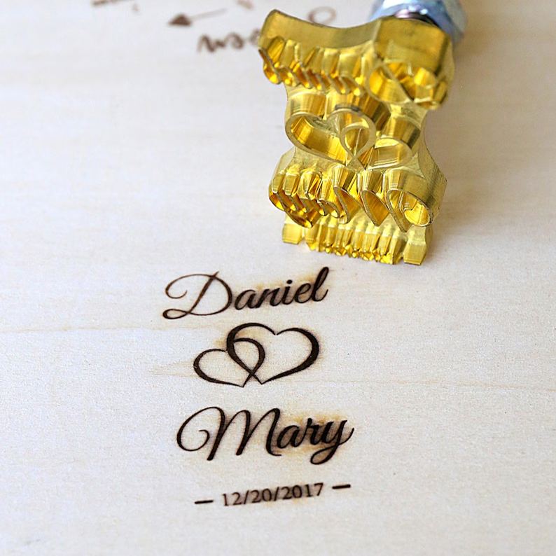 Wedding branding iron,Heart shape + name first letter stamp, wedding custom iron. Wedding iron that can stamp patterns on wood, leather, etc.