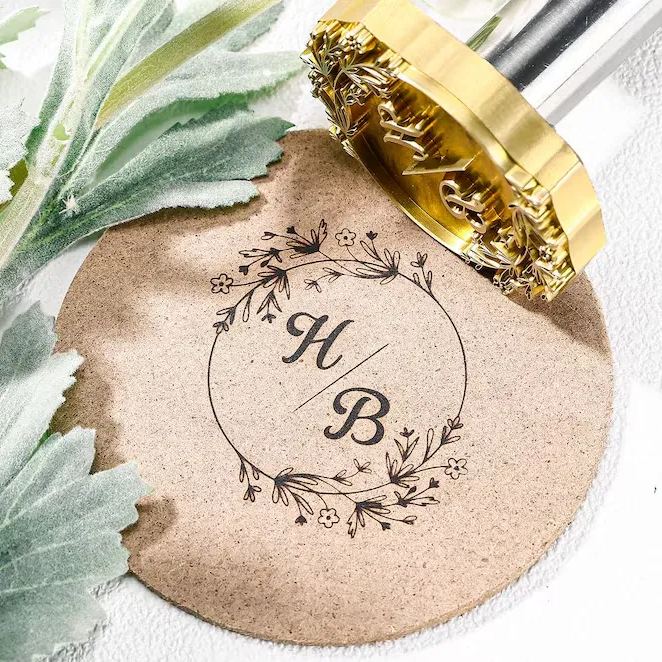 Wreath Wedding Branding Iron,Customized Wedding Gift Wood burning Tool,Custom wedding branding iron for wood