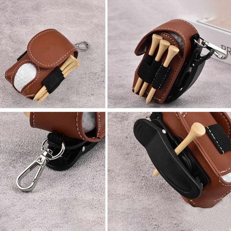 Personalized Leather Golf Ball Bag Custom Name Mini Golf Travel Bag for Golfer