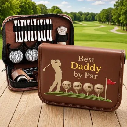 Personalized Leather Golf Organizer Bag | Custom Golf Gift Set & Tool Kit Accessory Pouch | Birthday Father's Day Gift for Dad Grandpa
