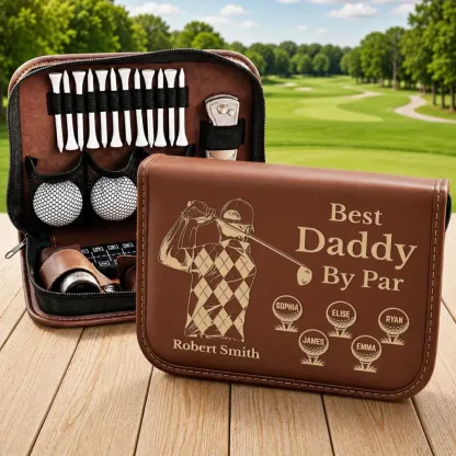 Personalized Leather Golf Organizer Bag | Custom Golf Gift Set & Tool Kit Accessory Pouch | Birthday Father's Day Gift for Dad Grandpa