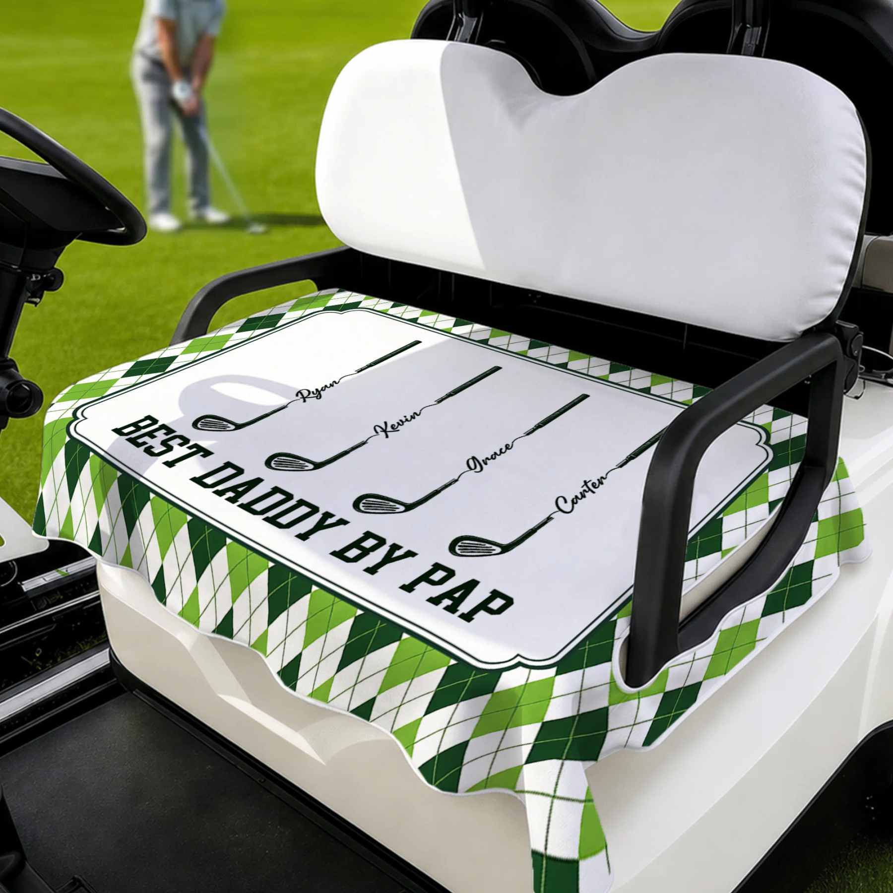 Personalized Golf Club Golf Cart Seat Cover with 1-10 Names and Title Golf Course Accessories Father's Day Birthday Gift for Father Golf Lover