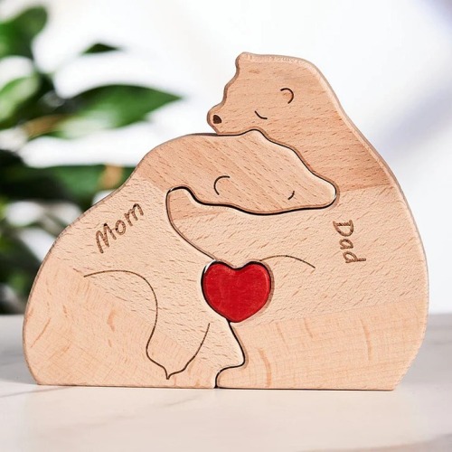 Custom Names Wooden Bears Family Block Puzzle Home Decor Gifts Christmas's Day Gifts Keepsake Gift For Parents
