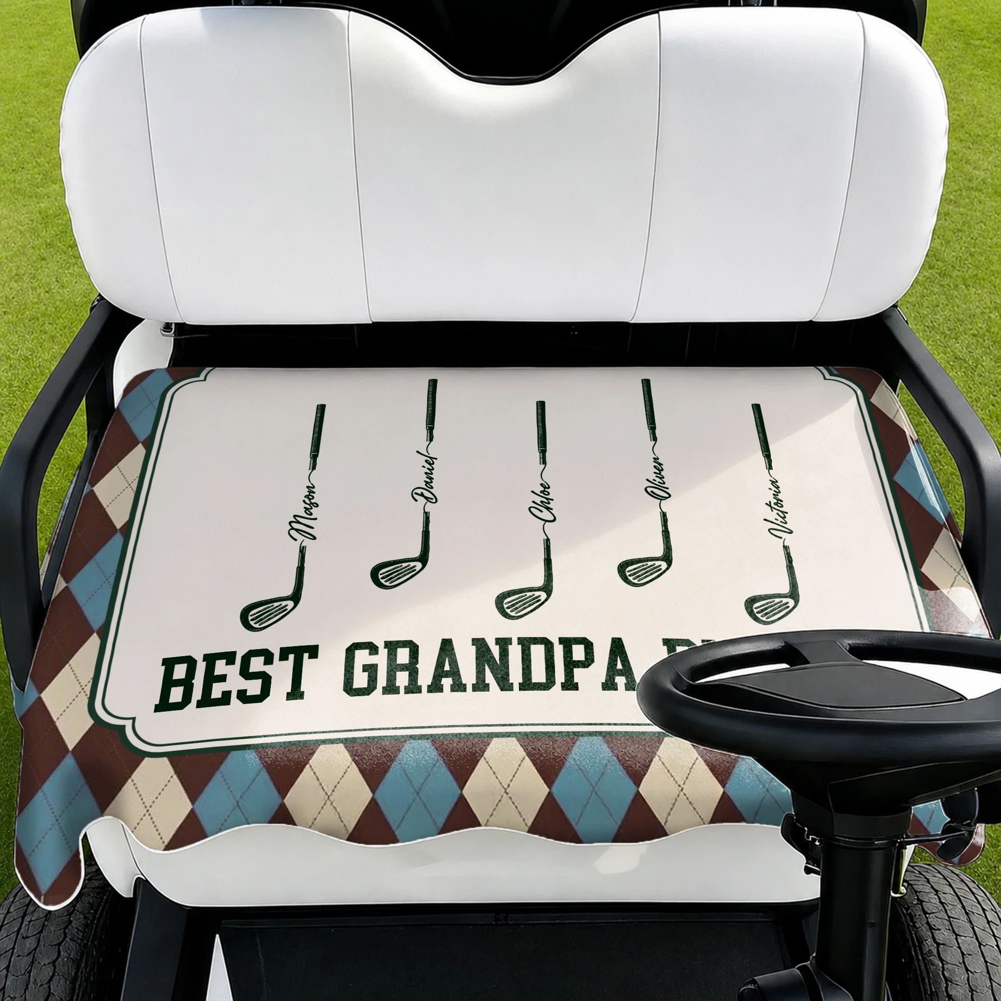 Personalized Golf Club Golf Cart Seat Cover with 1-10 Names and Title Golf Course Accessories Father's Day Birthday Gift for Father Golf Lover