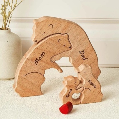 Custom Names Wooden Bears Family Block Puzzle Home Decor Gifts Christmas's Day Gifts Keepsake Gift For Parents