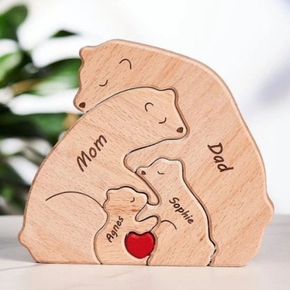 Custom Names Wooden Bears Family Block Puzzle Home Decor Gifts Christmas's Day Gifts Keepsake Gift For Parents