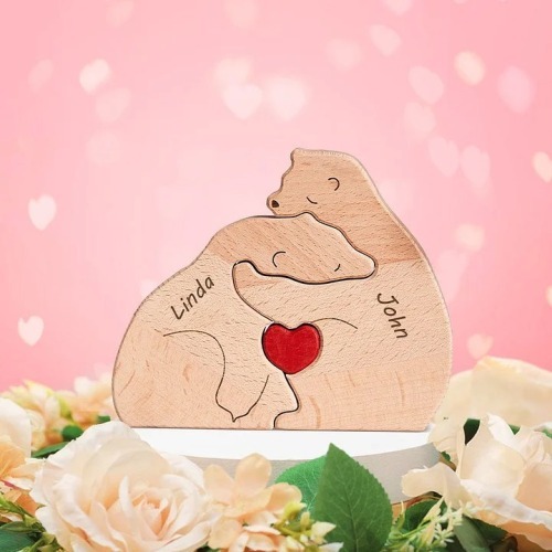 Custom Names Wooden Bears Family Block Puzzle Home Decor Gifts Christmas's Day Gifts Keepsake Gift For Parents