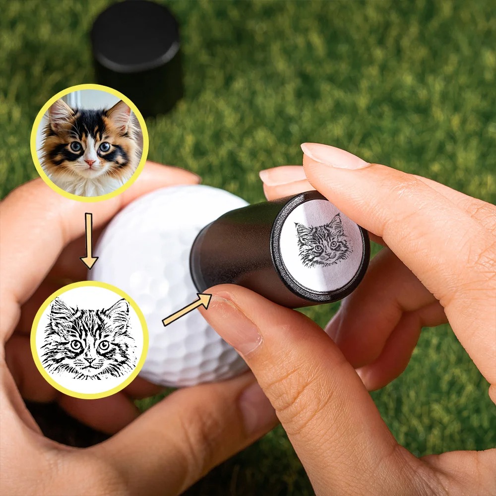 Personalized Pet Avatar Face Photo Golf Ball Stamp with Name Ball Identification Mark Birthday Club Training Gift for Golf Players Enthusiasts