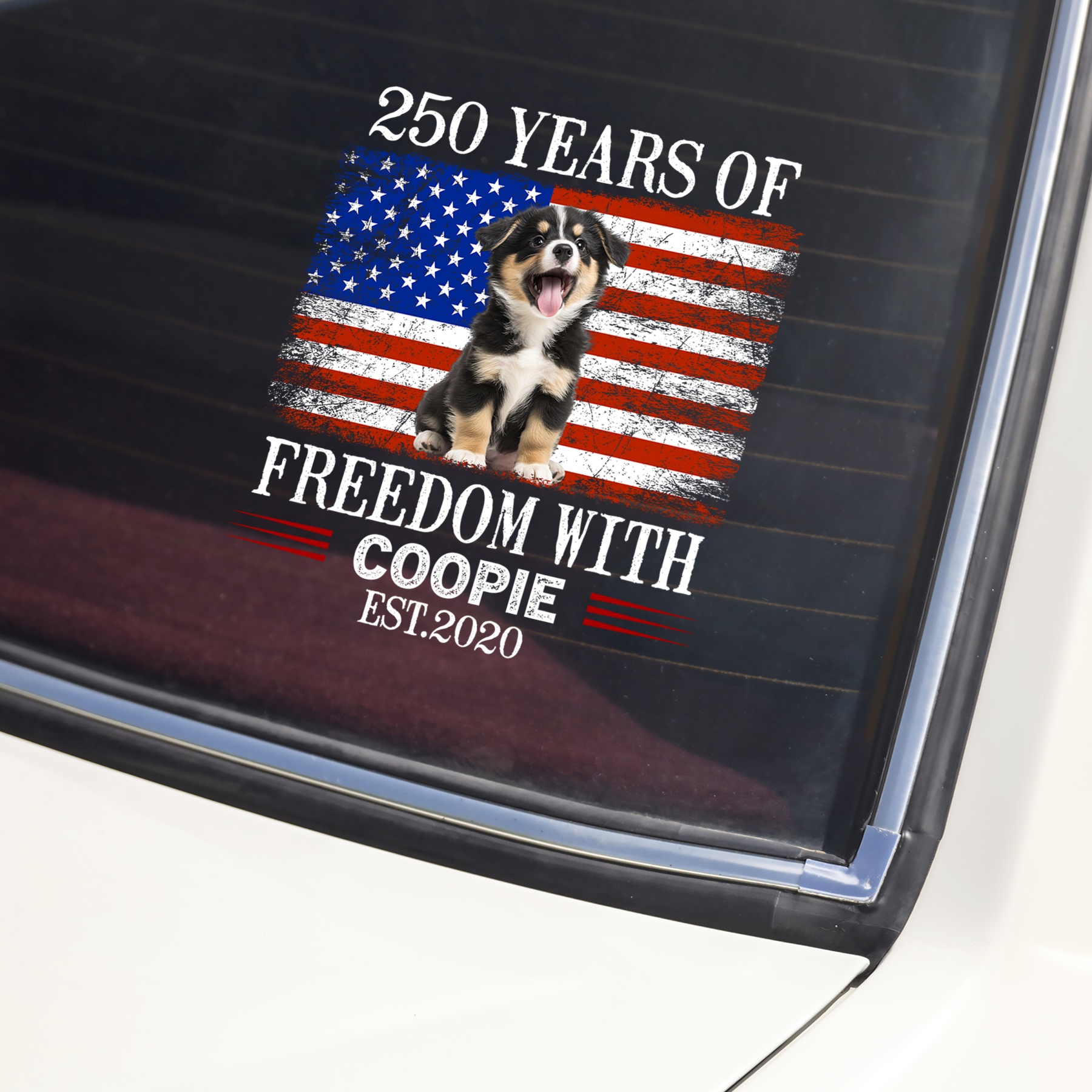 Custom Photo 250 Years Of Freedom With Dog Cat Pet Car Window Decal Sticker HA75 920102