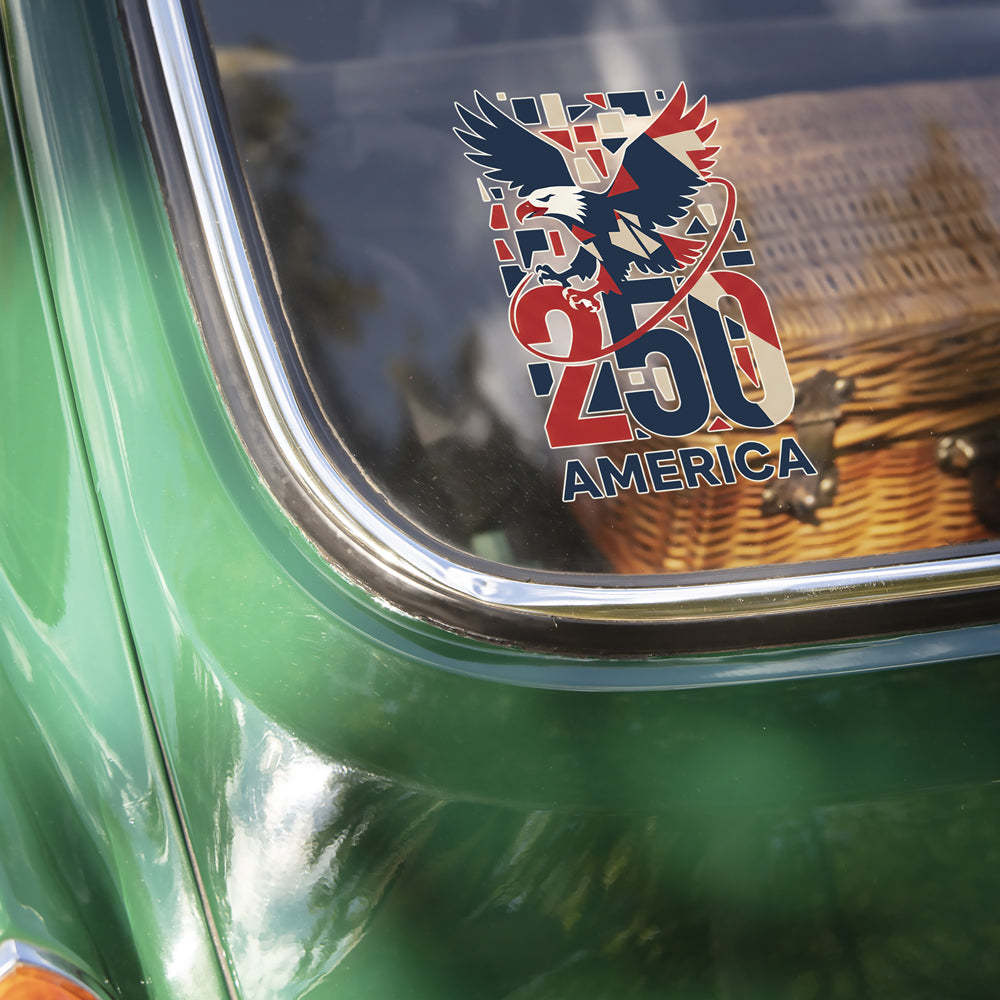 America 250 Bald Eagle In Flight - Mosaic Design Car Window Decal Sticker LM32 897871