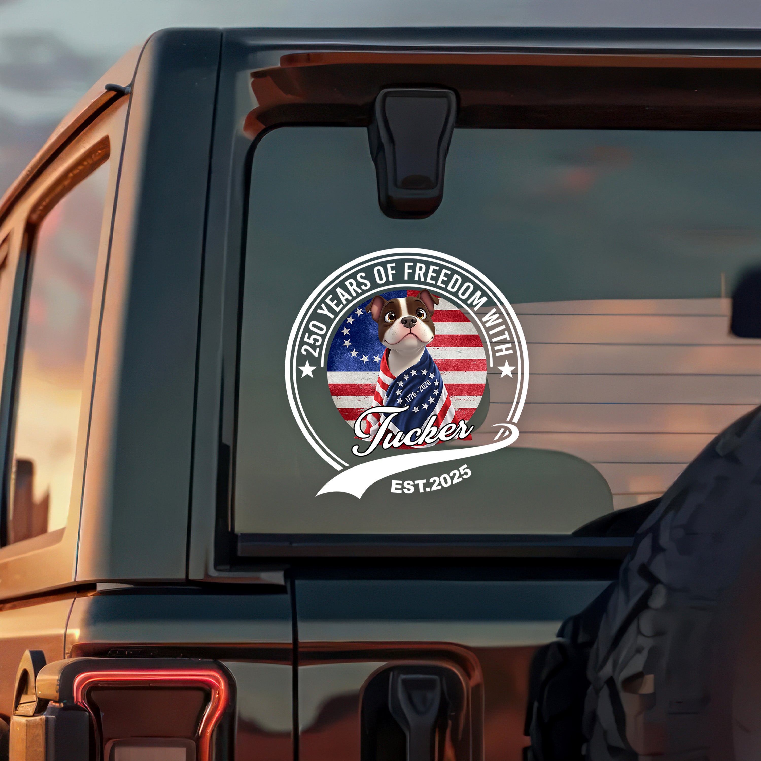 Personalized 250 Years Of Freedom With Dog Car Sticker HO82 901230