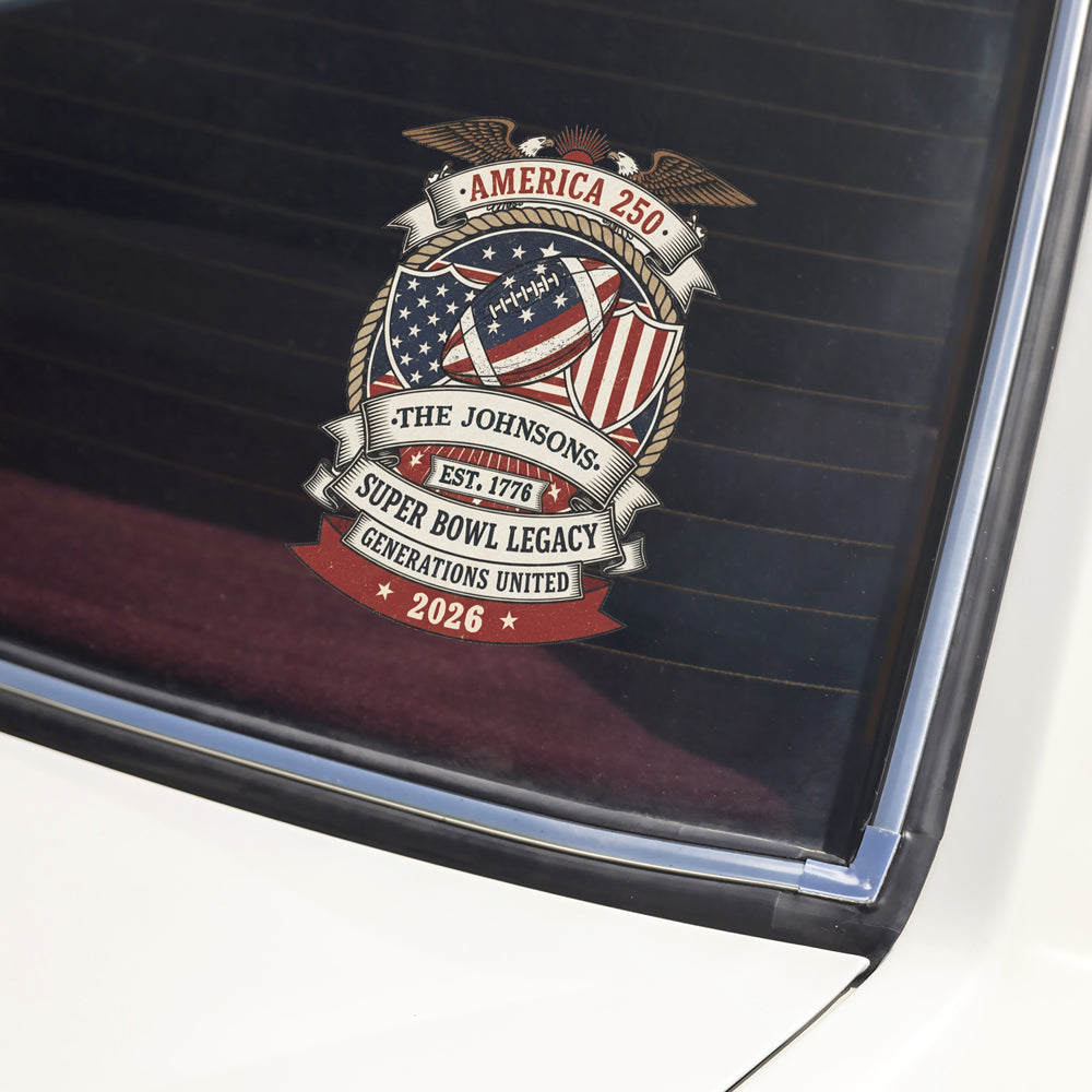 Custom Family Name American 250 Super Bowl Legacy Car Window Decal Sticker LM32 897873