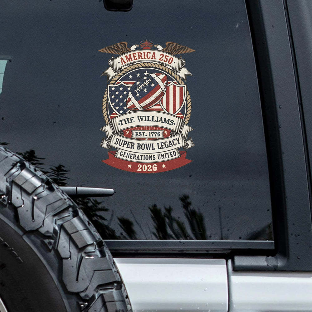 Custom Family Name American 250 Super Bowl Legacy Car Window Decal Sticker LM32 897873