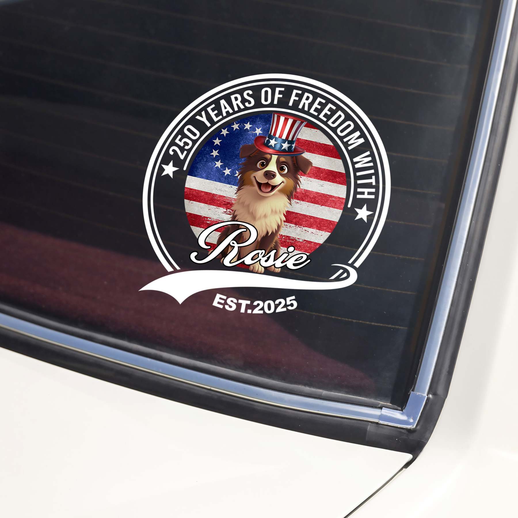Personalized 250 Years Of Freedom With Dog Car Sticker HO82 901230