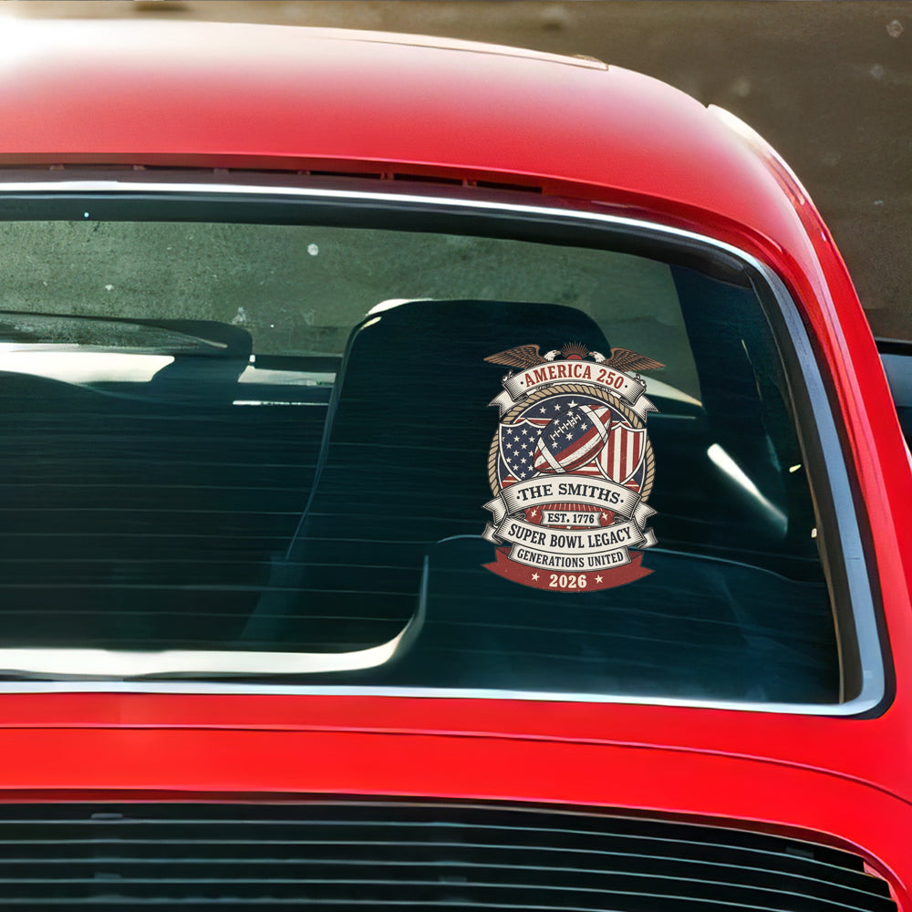 Custom Family Name American 250 Super Bowl Legacy Car Window Decal Sticker LM32 897873