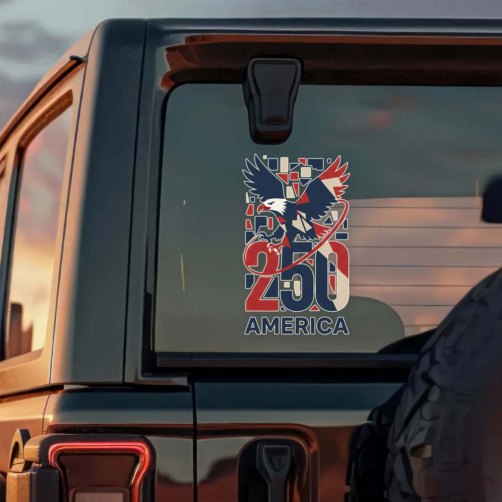 America 250 Bald Eagle In Flight - Mosaic Design Car Window Decal Sticker LM32 897871