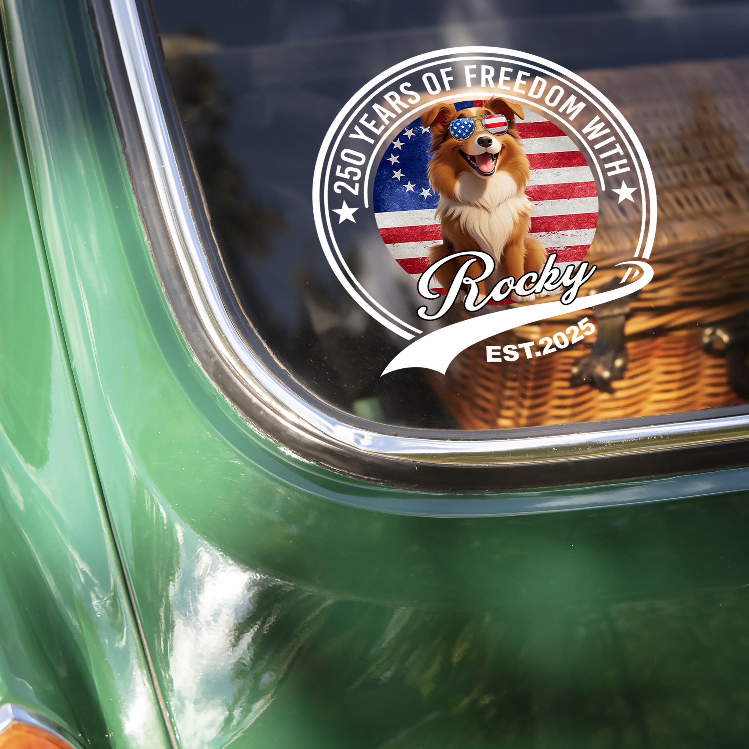Personalized 250 Years Of Freedom With Dog Car Sticker HO82 901230