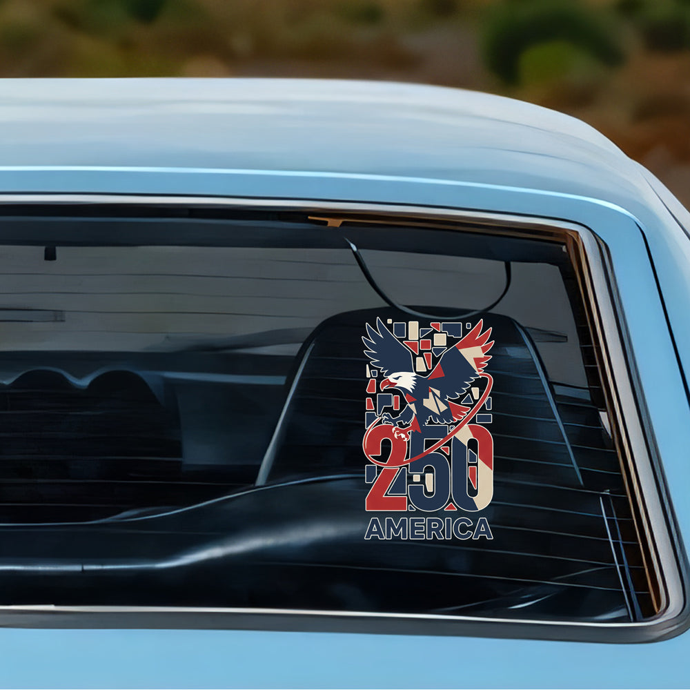 America 250 Bald Eagle In Flight - Mosaic Design Car Window Decal Sticker LM32 897871