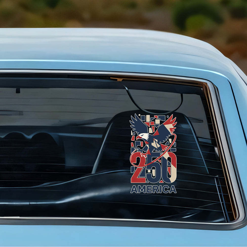 America 250 Bald Eagle In Flight - Mosaic Design Car Window Decal Sticker LM32 897871