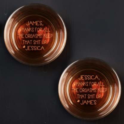 Thanks For All The Orgasms Anniversary Gift For Him - Personalized Engraved Whiskey Glass - Christmas Gift For Husband