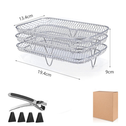 304 three-layer dehydration rack air fryer accessories stackable drying rack with elevated angle dish clamps