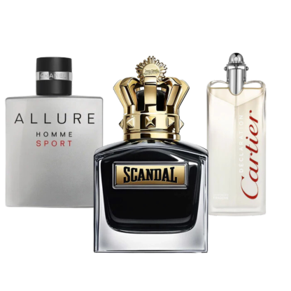 3 Perfumes Allure Homme Sport, Jean Paul Gaultier Scandal, Cartier Déclaration (Eau de Parfum)