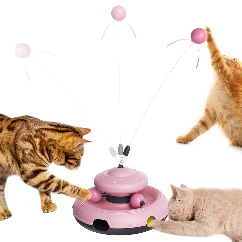 Pet products manufacturer wholesale company's new popular Amazon orbital turntable ball feather cat toy cat stick