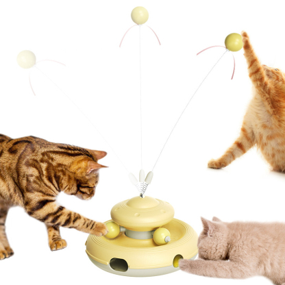Pet products manufacturer wholesale company's new popular Amazon orbital turntable ball feather cat toy cat stick