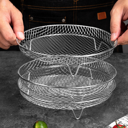 304 three-layer dehydration rack air fryer accessories stackable drying rack with elevated angle dish clamps