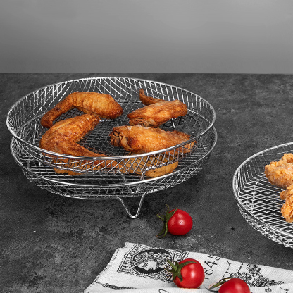 304 three-layer dehydration rack air fryer accessories stackable drying rack with elevated angle dish clamps
