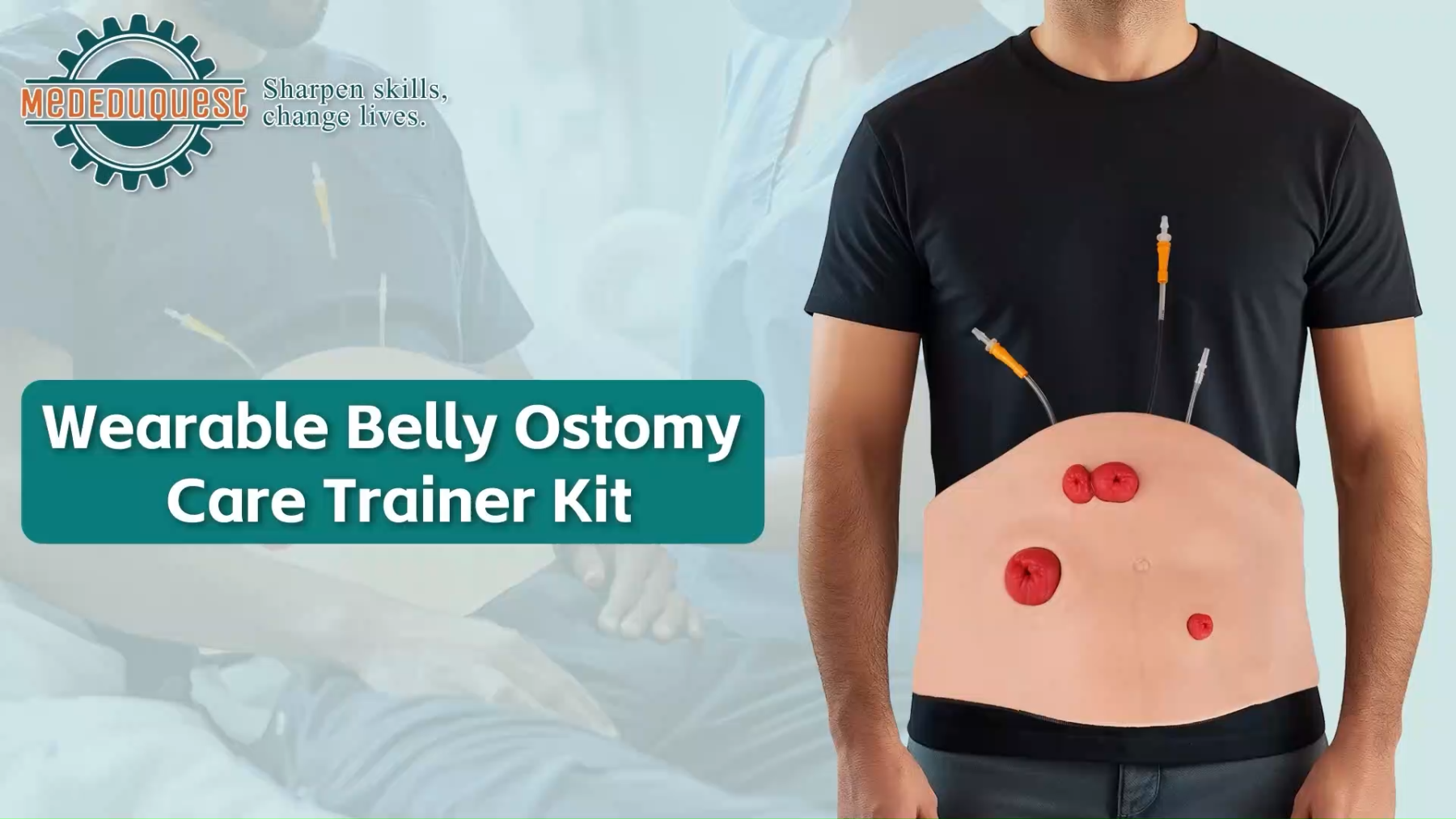 Wearable Belly Ostomy Care Trainer Kit with Simulated Excretion