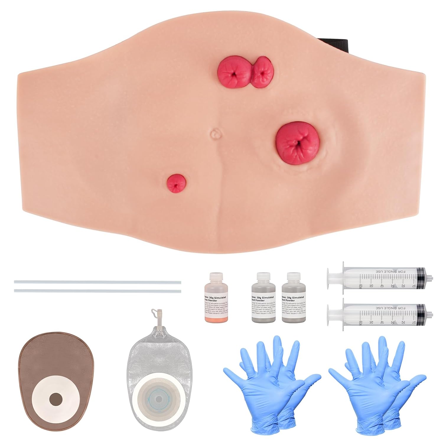 Wearable Belly Ostomy Care Trainer Kit with Simulated Excretion