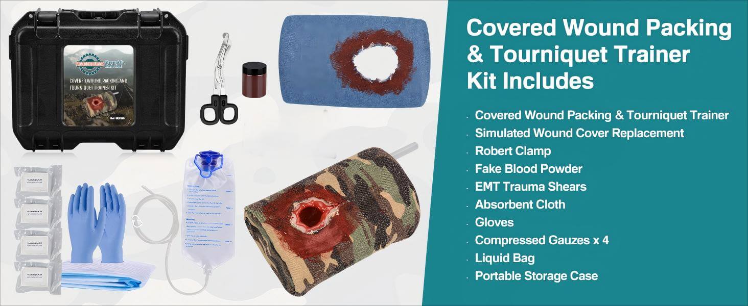 Covered Gunshot Wound Packing and Tourniquet Training Kit