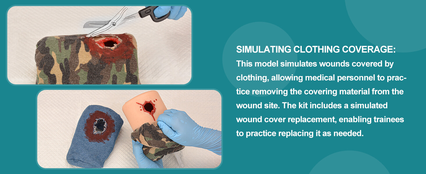 Covered GSW Wound Packing and Tourniquet Training Kit for Covers Removal Practice