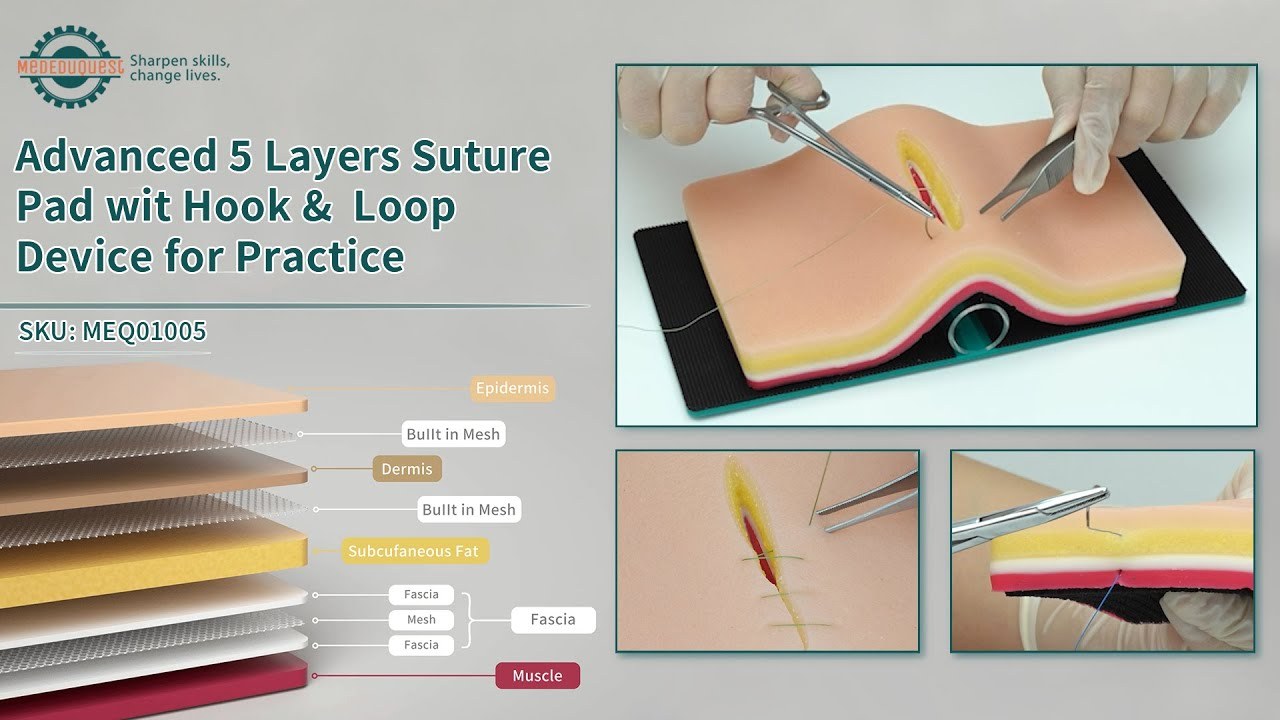 Advanced 5 Layers Suture Pad(Light) with Hook & Loop Device for Practice