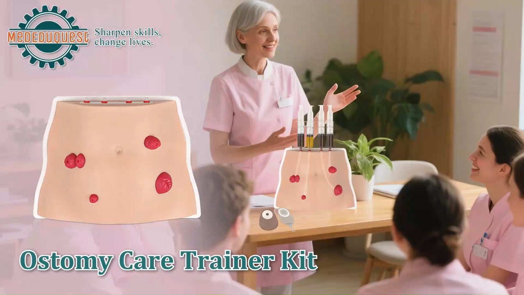 Ostomy Care Simulator with Adjustable Display Bracket