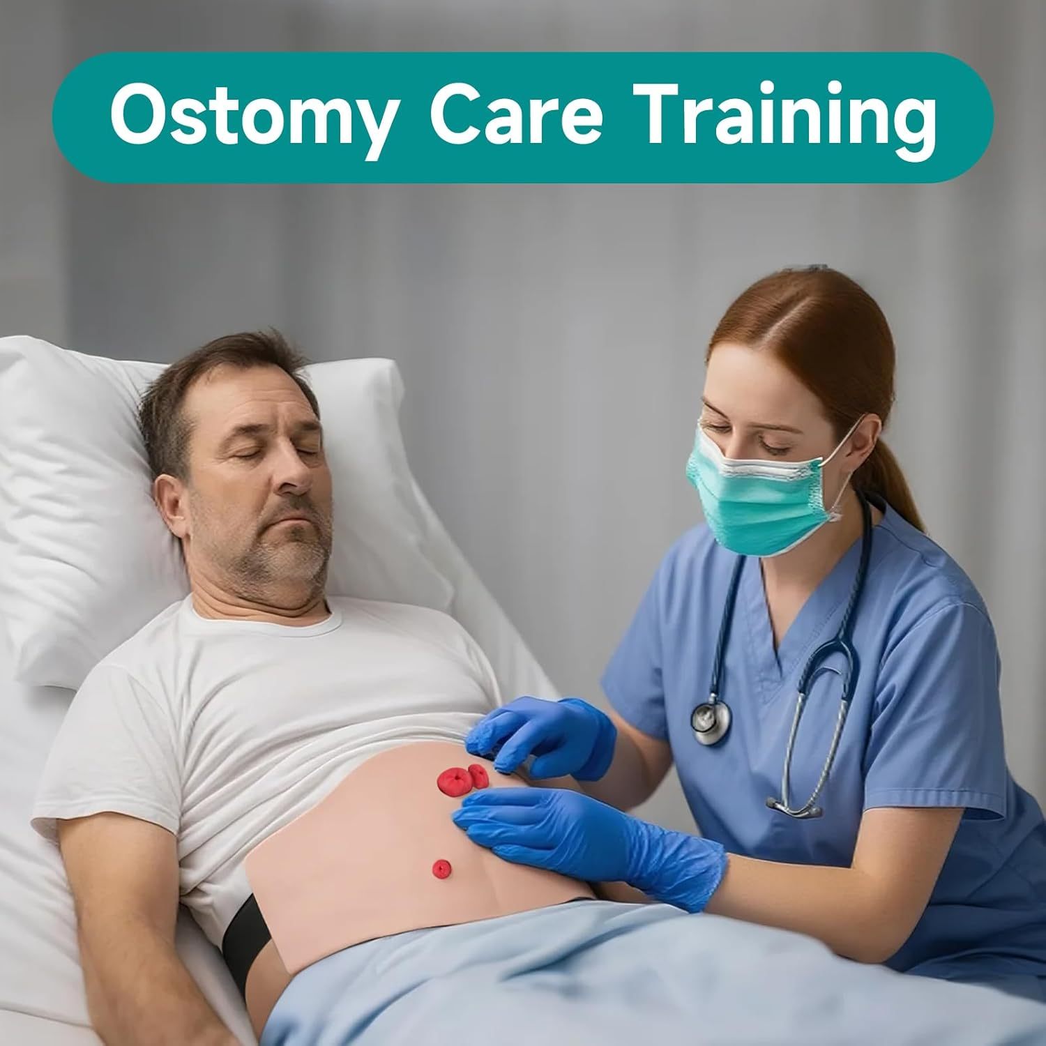 Wearable Belly Ostomy Care Trainer Kit with Simulated Excretion