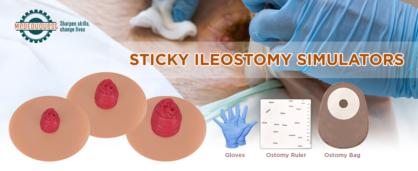 Sticky Ileostomy Stoma Training Model Set, Multi-Skin Tone