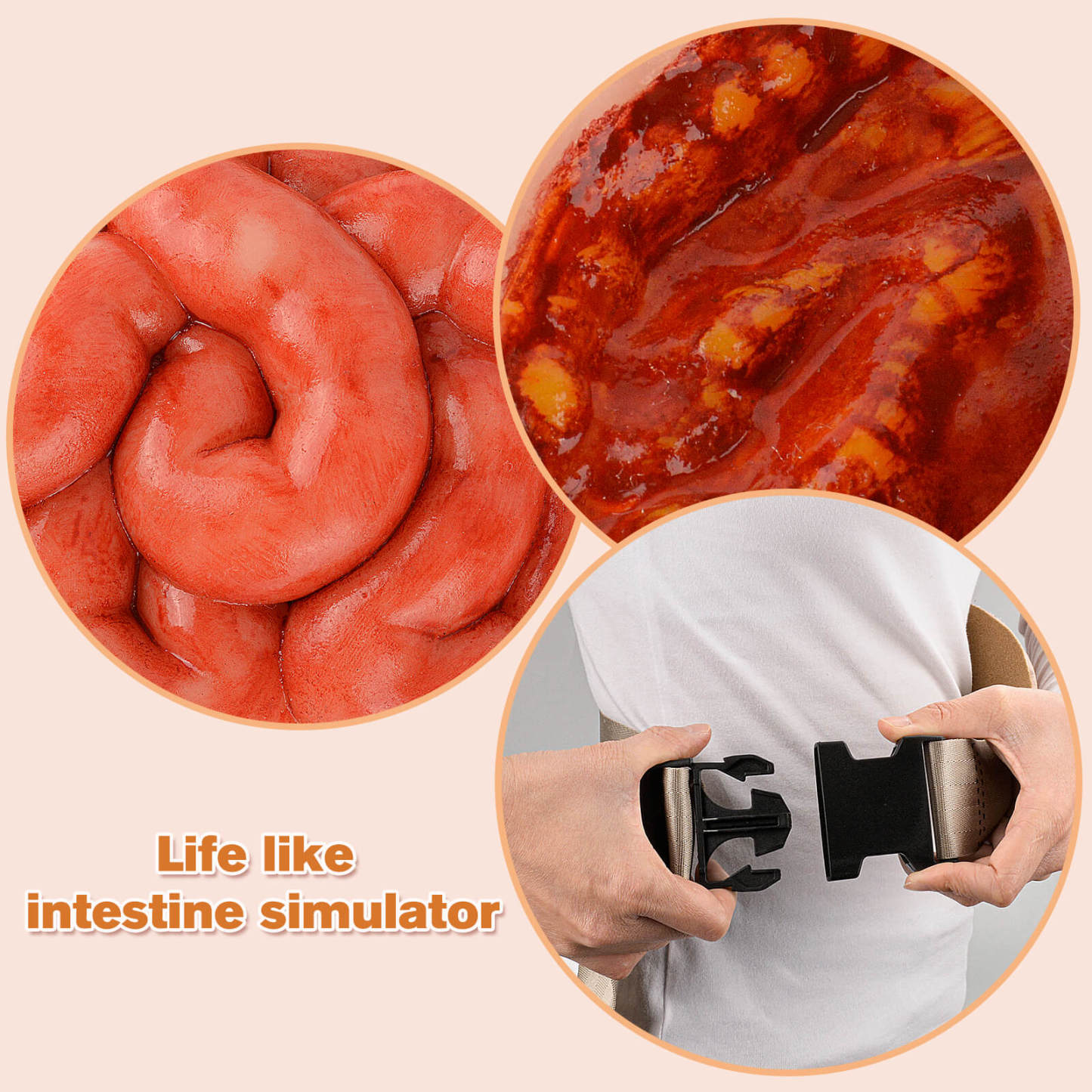 wearable abdominal evisceration wound with protruding intestines